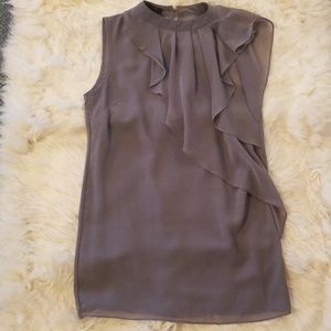 BCBG sleeveless ruffled blouse